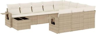 vidaXL Set De Sof&aacute;s De Jard&iacute;n 11pzas Con Cojines Rat&aacute;n Sint&eacute;tico Beige Vidaxl