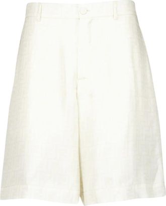 Fendi Witte Zijden Bermuda Shorts - Heren - Korte Broeken - Wit - L - Korte Broeken