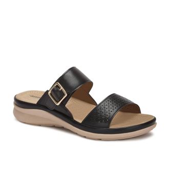 Andrea Womens Comfort Padded Footbed Sandals In Black