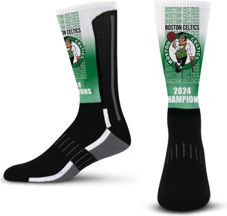 For Bare Feet NBA Champion Crew Socks - Green, M - Unisex Adults - 1 Count - NBA Fan Socks