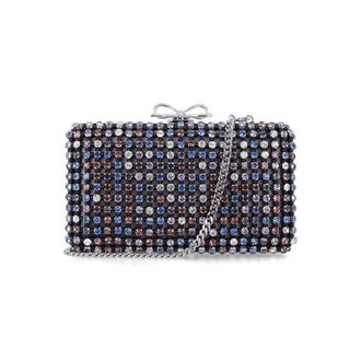 Self Portrait Self-Portrait Multi Crystal Chainmail Clutch Black Coloured Polyester