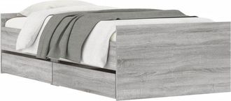 vidaXL Bed Frame with Drawers without Mattress Grey Sonoma 90x190 cm Single Vidaxl