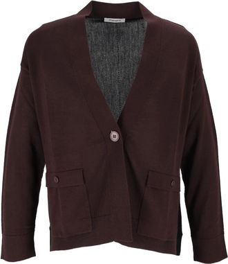 KANGRA Giacca tasche color block arrotondato - Dames - Vesten - Bruin - L - Truien & Vesten