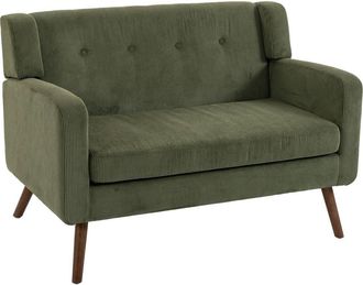 HOMCOM 2 Seater Sofa, 118 cm Corduroy Small Loveseat Sofa, Dark Green