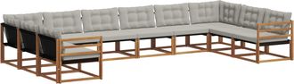 vidaXL Conjunto De Sof&aacute;s De Exterior 10 Uds. Natural Y Gris Claro Vidaxl