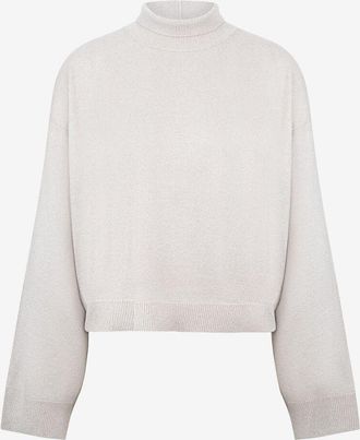 Fabiana Filippi Feiner Boxy-Pullover aus glitzerndem Wollmix mit Trichterkragen