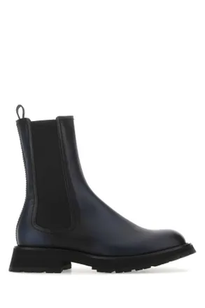 Alexander McQueen Alexander Mcqueen Two Tone Leather Ankle Boots