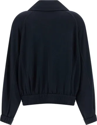 Brunello Cucinelli Cotton-Silk Interlock Sweatshirt - Navy
