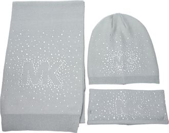 Michael Kors Geschenkidee Schal, M&uuml;tze und Stirnband Damens Acrylgrau