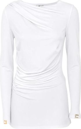 Elisabetta Franchi Geknoopte Top - Dames - Blouses - Wit - XL - Overhemden