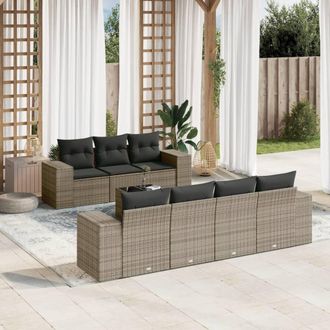 vidaXL Vidaxl - Set De Sof&aacute;s De Jard&iacute;n 8 Pzas Y Cojines Rat&aacute;n Sint&eacute;tico Gris