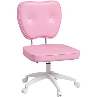 Vinsetto Vinsetto - Silla De Escritorio Tapizada En Pu Silla De Oficina Giratoria Con Altura Ajustable Sin Brazos Carga 120 Kg 46x59x82-92 Cm Rosa