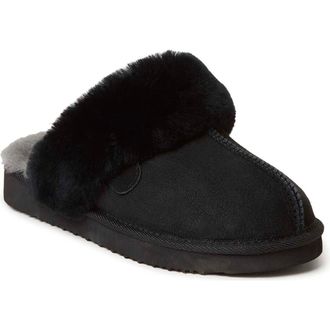 Dearfoams Fireside Sydney Genuine Shearling Scuff Slipper in Black at Nordstrom, Size 11