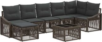 vidaXL Conjunto De Sof&aacute;s De Jard&iacute;n 8 Uds. Gris Rat&aacute;n Sint&eacute;tico Vidaxl