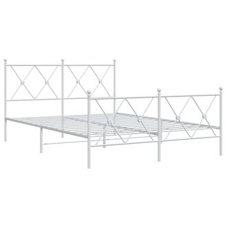 Berkfield Home Metal Bed Frame without Mattress with Footboard White 140x200cm | Size: 140x200 cm