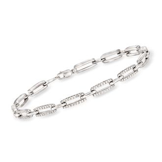 Ross-Simons Diamond Paper Clip Link Bracelet in Sterling Silver