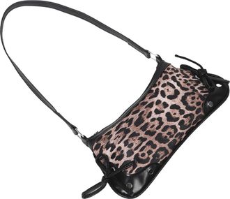 UPKOCH Leopard Print Underarm Shoulder Bag with Bow Stylish Crescent Purse for Women PU Handbag Multiple Compartments Versatile Social Work Use