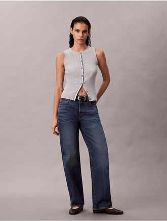 Calvin Klein Jeans Calvin Klein Womens Smooth Cotton Rib Sweater Tank - Grey - XS