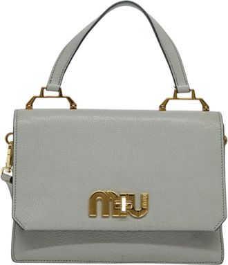 Miu Miu Madras Gray Leather Handbag (Pre-Owned)