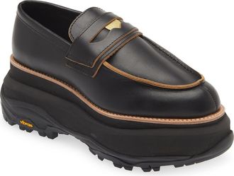 sacai Platform Penny Loafer in Black at Nordstrom, Size 7Us