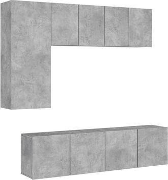 vidaXL 5 Piece TV Wall Units Concrete Grey Engineered Wood vidaXL