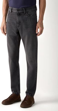 Ermenegildo Zegna Black Stone-Washed Cotton Roccia Jeans at Nordstrom, Size 36