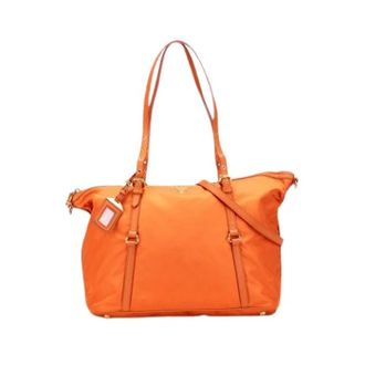 Prada Pre-owned Tote Bags, female, Orange, Size: ONE SIZE Pre-owned Nylon Tote Bag