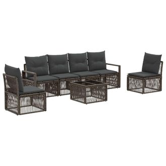 vidaXL Conjunto De Sof&aacute;s De Jard&iacute;n 7 Pcs Gris Rat&aacute;n Sint&eacute;tico Vidaxl