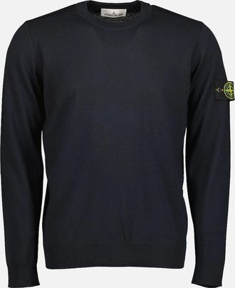 Stone Island Mens Light RWS Pure Wool Knitted Sweatshirt - Blue - Size: 42