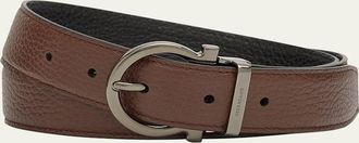 Ferragamo Mens Gancio-Buckle Reversible Leather Belt