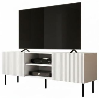 Dmora Mobile porta TV Molini, Madia da salotto con quattro ante battenti, Rialzato da terra, 150x42 h52 cm, Bianco