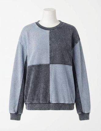 Z Supply Fair & Square Denim Sweatshirt In Washed Indigo