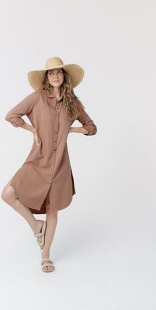 Cabana Life Gauze Button Down Shirt Dress in Sand at Nordstrom, Size X-Small