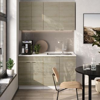 Vicco Cocina Para Solteros Fame-line, Panel Roble/blanco, 140 Cm, Et Roble