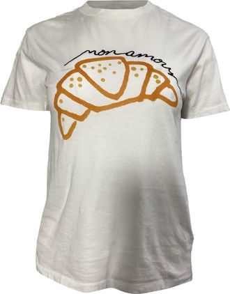Ganni Ganni Moulin Croissant Print T-shirt in White Cotton