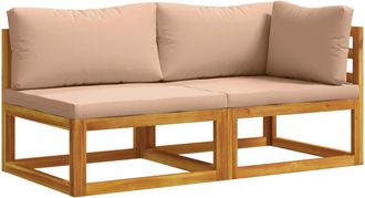 vidaXL Sof&aacute; Rinc&oacute;n Seccional Con Cojines 100 % Poli&eacute;ster Acacia S&oacute;lido Vidaxl