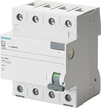 SIEMENS Interruptor Diferencial 4 Polos 40a 30ma Ac Tipo 5sv4344-0
