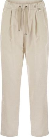 Herno Broeken, Dames, Beige, L, Geplooide broek met trekkoord in de taille