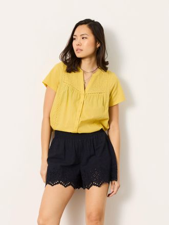 Fat Face FatFace Letty Yellow Petite Embroidered Blouse
