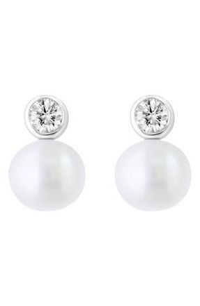 Effy Lab-Grown Diamond & Freshwater Pearl Drop Earrings in White at Nordstrom Rack