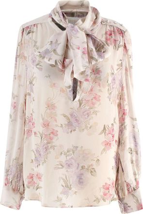 LoveShackFancy Semi Sheer Silk Floral Printed Blouse Size M