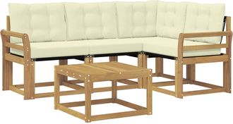 vidaXL Conjunto De Sof&aacute;s De Exterior 5 Uds. Blanco Y Crema Vidaxl