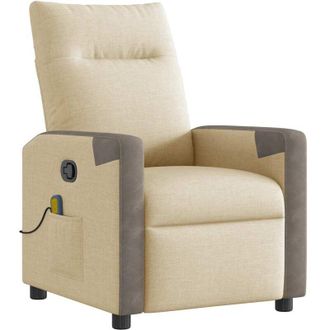 vidaXL Sill&oacute;n De Masaje Reclinable De Tela Crema Vidaxl