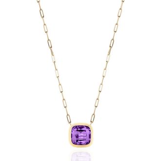 Goshwara Manhattan Cushion Pendant Necklace in Purple at Nordstrom, Size 18
