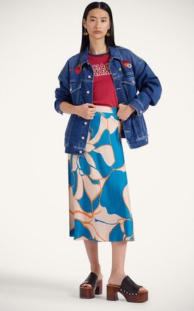 La DoubleJ Lungomare Skirt in Dea Dahlia Blue Petrol at Nordstrom, Size X-Small