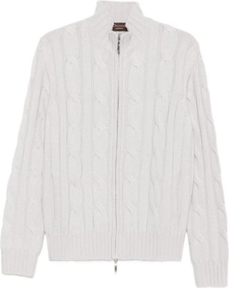 Doriani Cashmere Cardigan in maglia a trecce con zip - Grigio