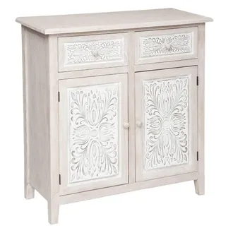 Atmosphera Credenza A 2 Ante Hina In Legno Sbiancato 80x85cm Atmosphera Cr&eacute;ateur DInt&eacute;rieur