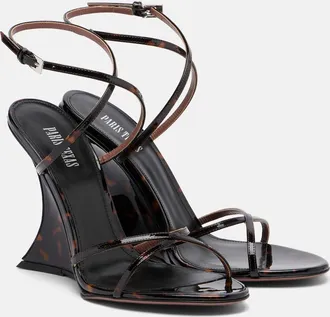 PARIS TEXAS Nina printed patent leather wedge sandals