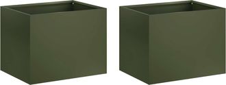 vidaXL Macetero De Jard&iacute;n 2 Uds. Verde Oliva 40 X 30 X 30 Cm Vidaxl