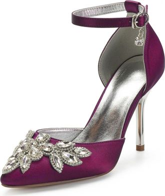 Miyoopark Womens High Heel Wedding Shoes Beaded Elegant Formal Party Pumps M530 Purple UK 7.5